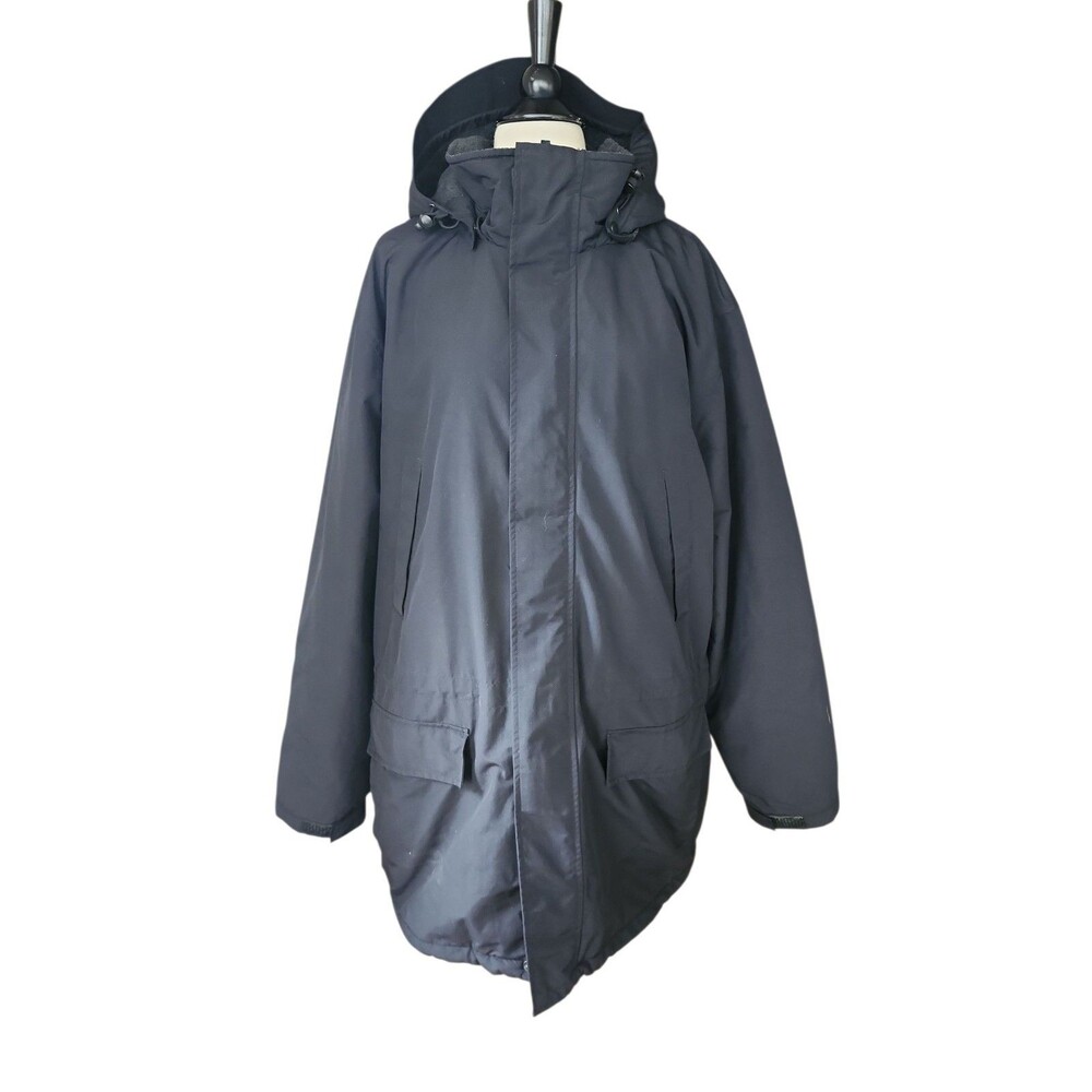 Lands' End Squall Polartec Hooded Parka Mens XL Black Outdoors Winter Camping